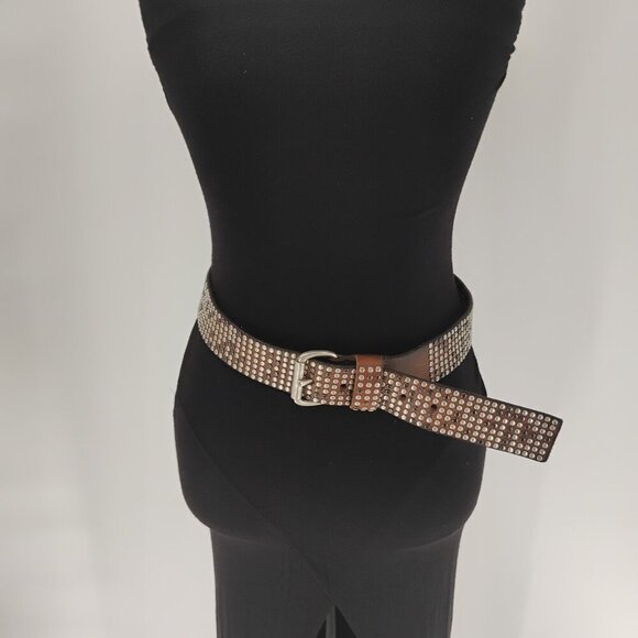 LIEBE SKIND BERLIN LEATHER BELT LK B24 85 CM SIZE M RHINESTONE BEADED - Picture 1 of 10